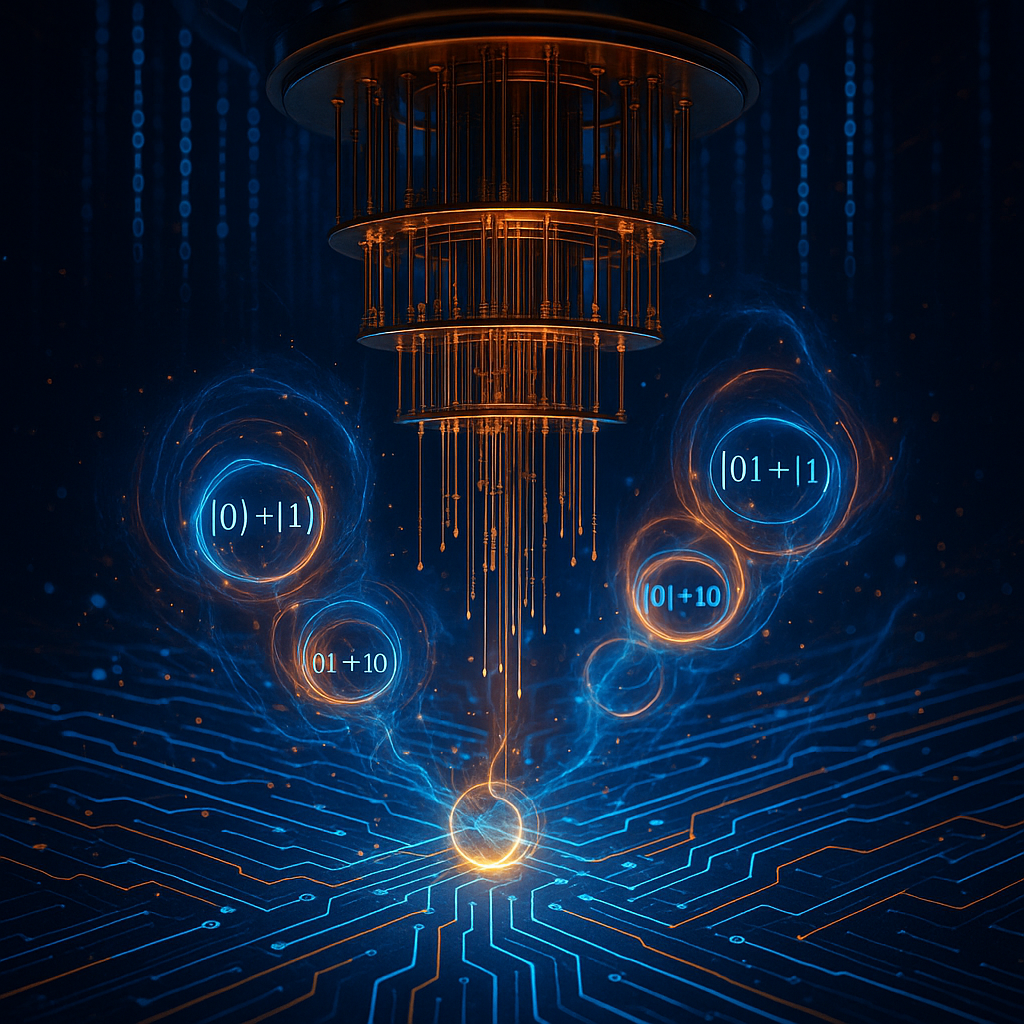 Representación conceptual de la computación cuántica