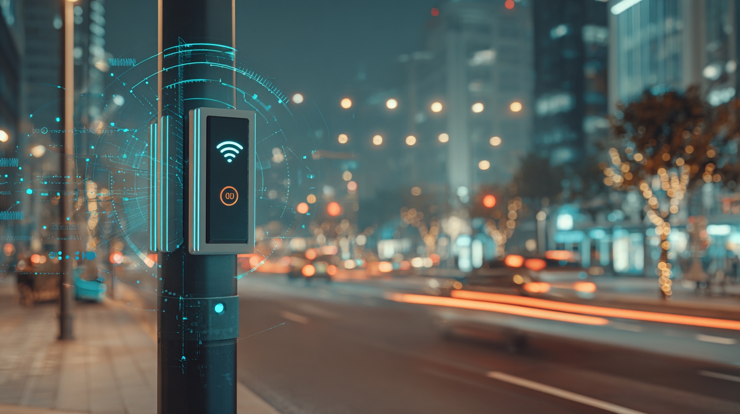 Red de sensores IoT instalados en infraestructura urbana, monitorizando datos en tiempo real