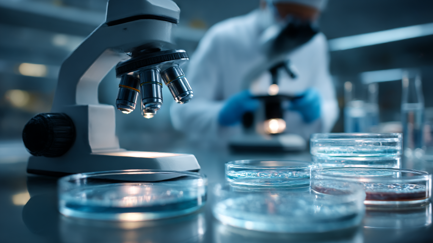 Investigador analizando muestras de microbioma en laboratorio