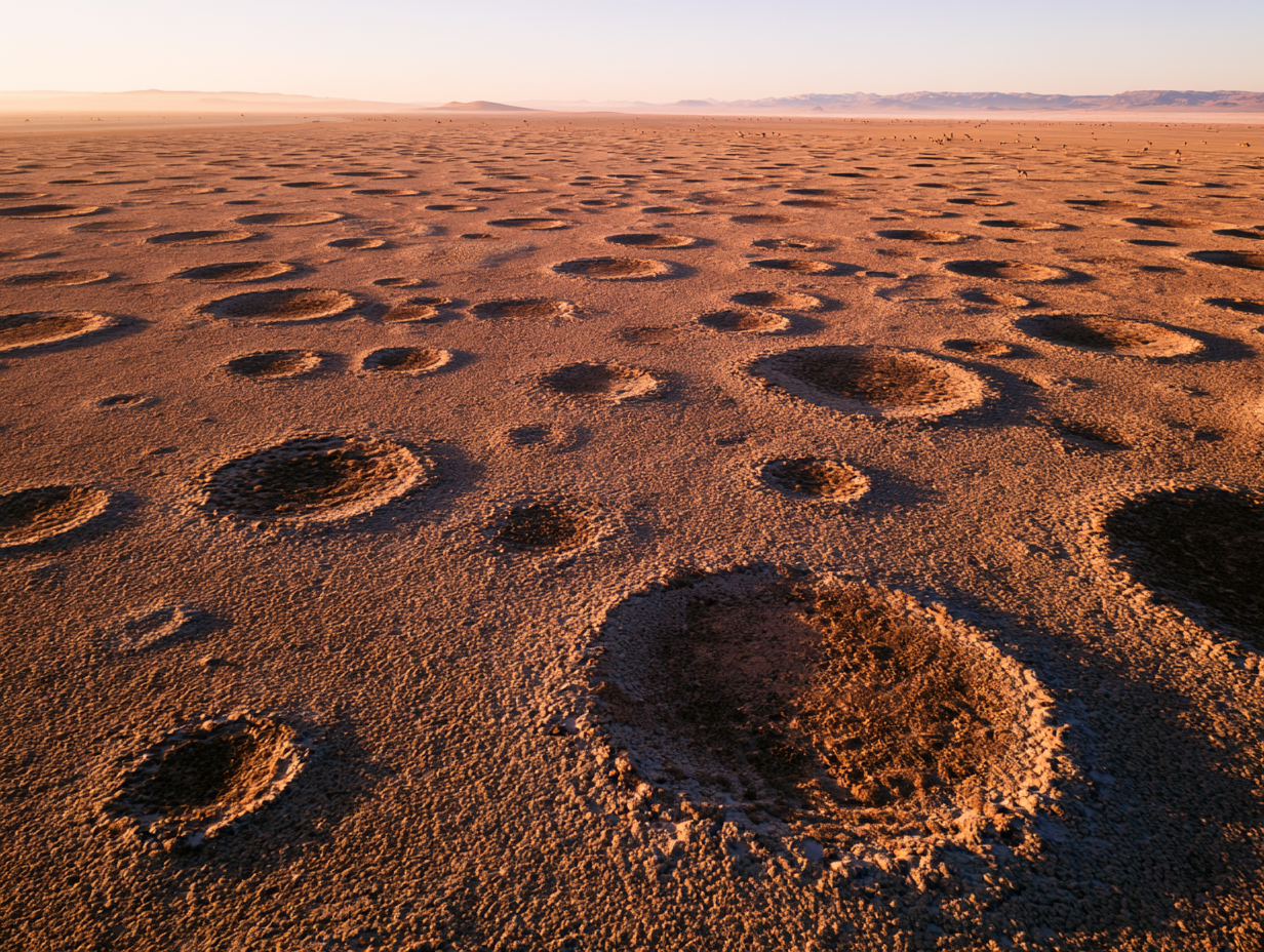 Círculos de hadas en el desierto de Namibia vistos desde el aire