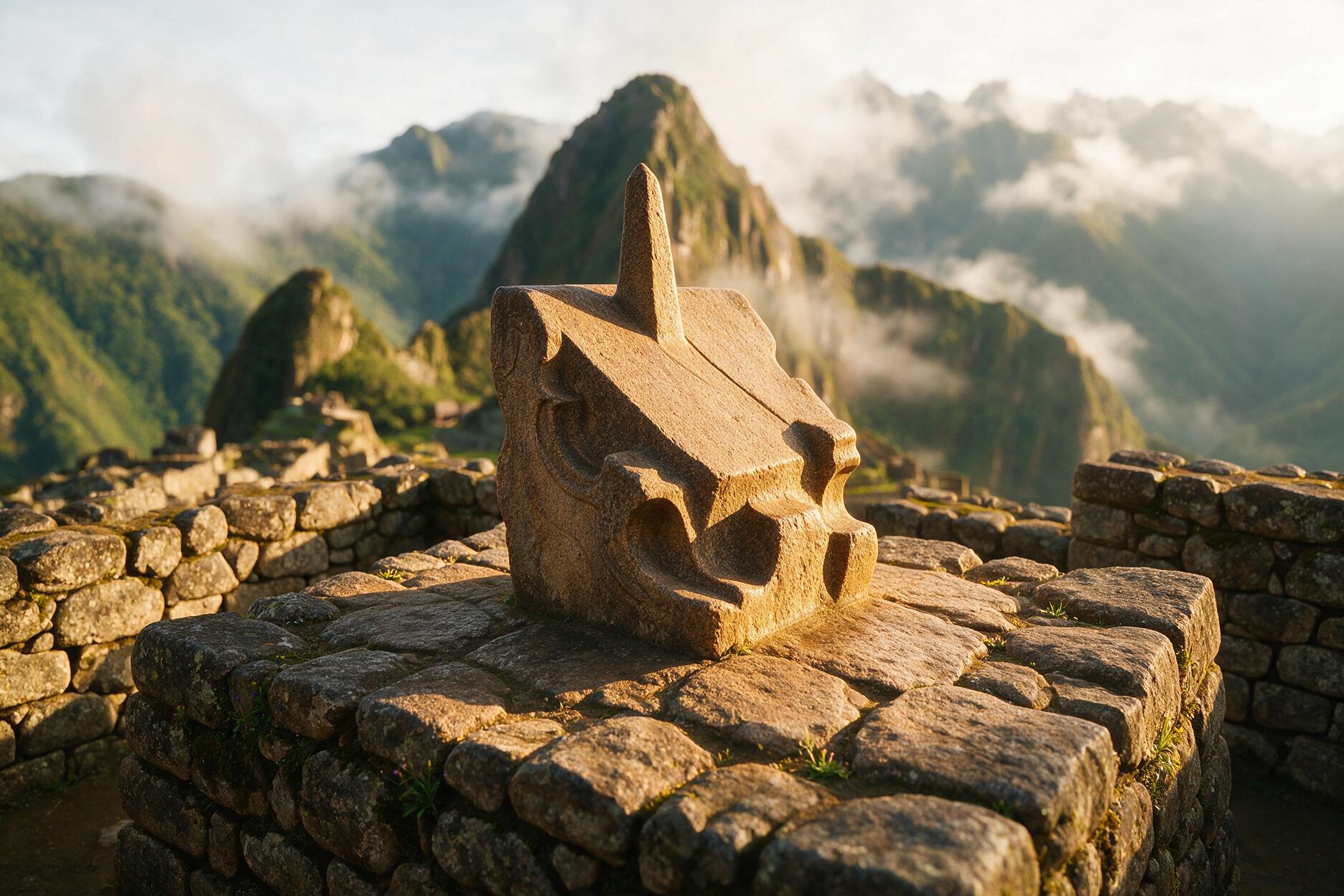 Detalle del Intihuatana, el reloj solar de Machu Picchu