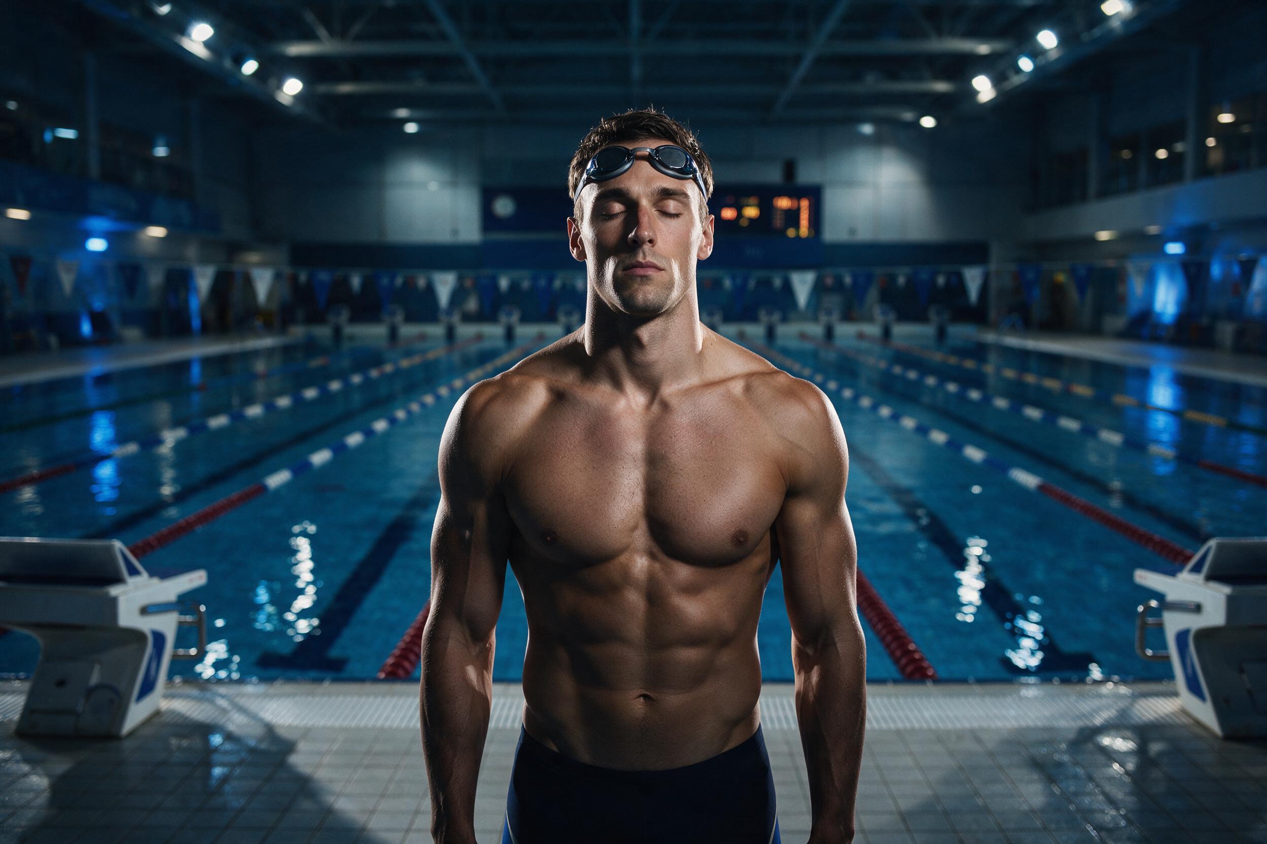 Michael Phelps visualizando su carrera antes de la competencia